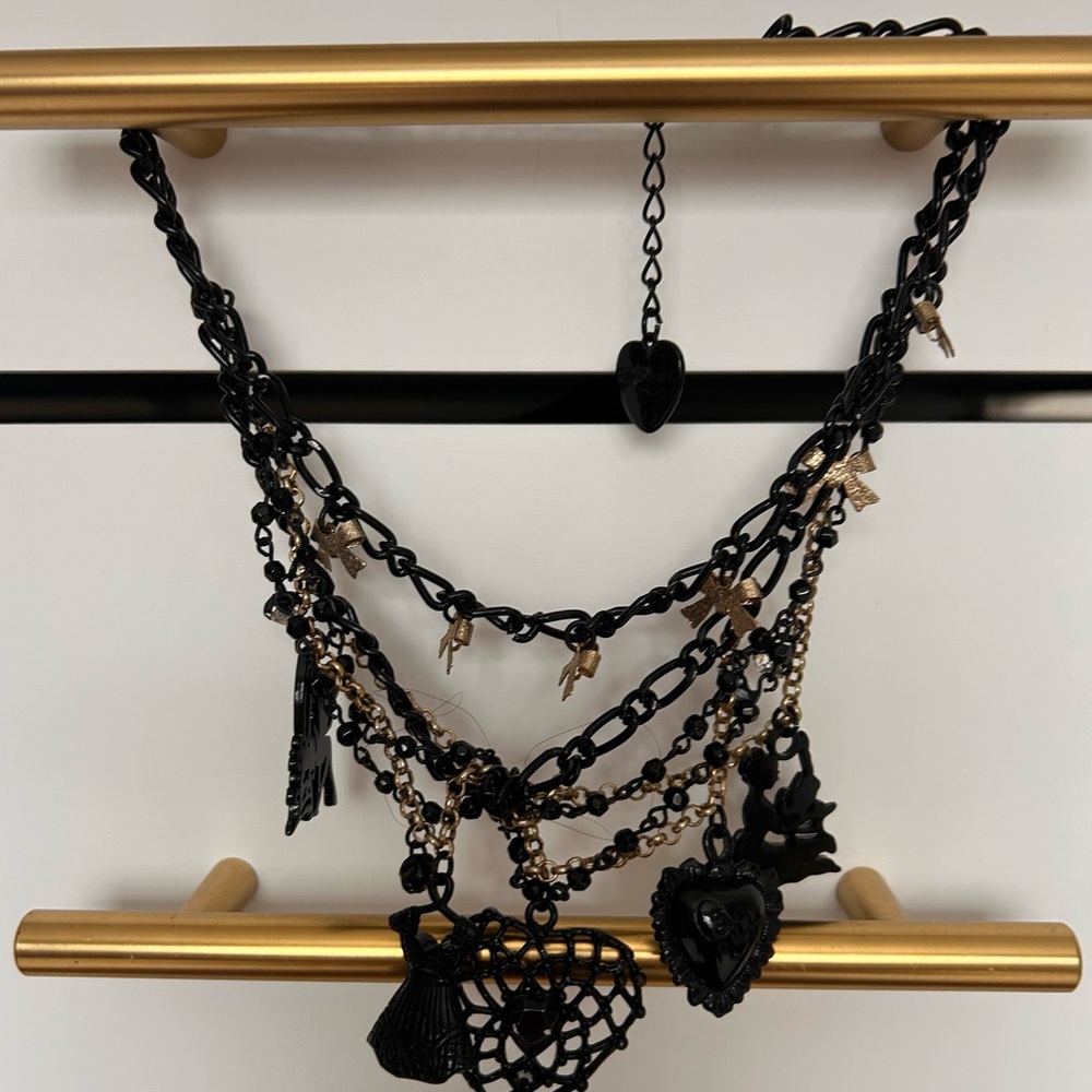 Betsey Johnson Black and Gold Layered Necklace